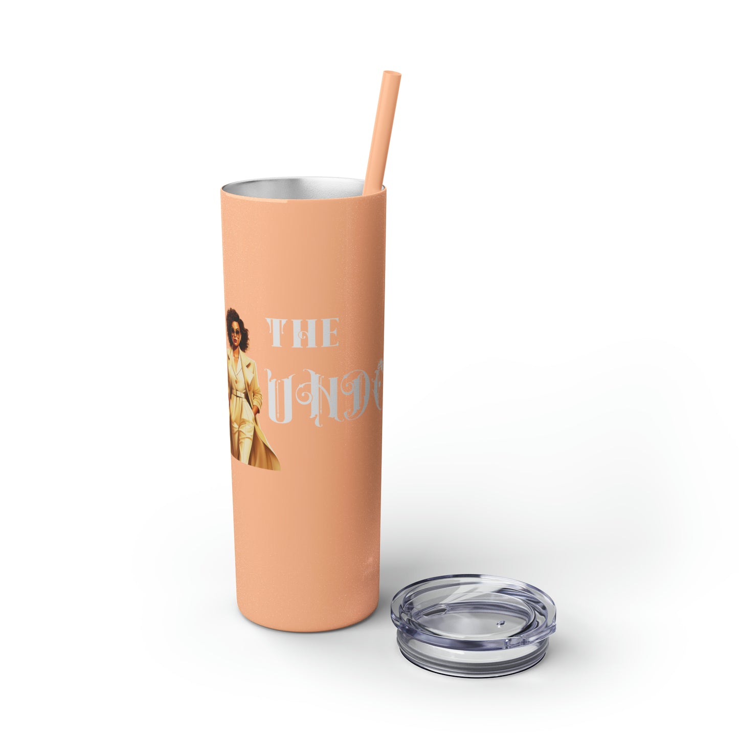 THE FOUNDER: Lady Boss Graphic Skinny Tumbler with Straw, 20oz (Black Matte Finish or Black Glitter Glossy Finish)