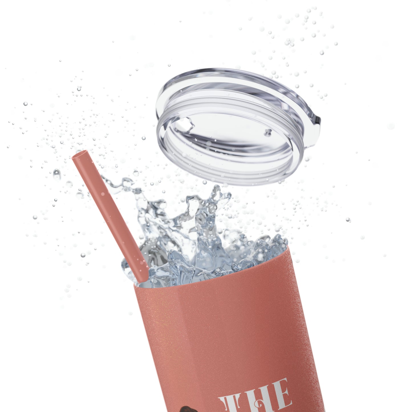 THE FOUNDER: Lady Boss Graphic Skinny Tumbler with Straw, 20oz (Black Matte Finish or Black Glitter Glossy Finish)