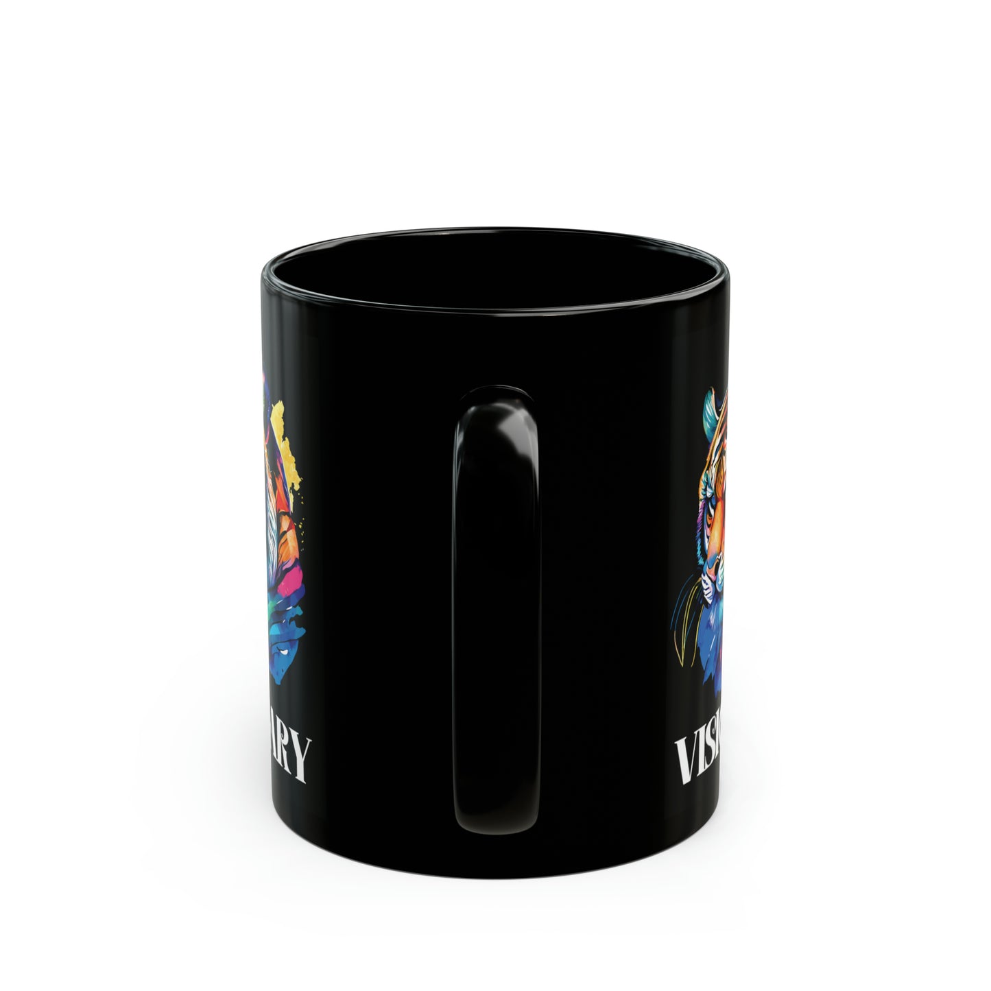 VISIONARY: Tiger Graphic Glossy Black Mug (11oz, 15oz)