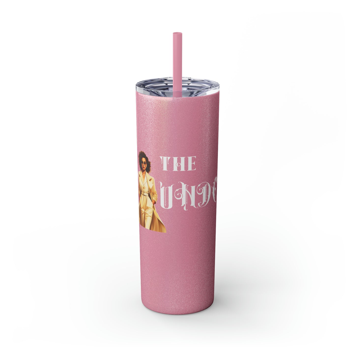 THE FOUNDER: Lady Boss Graphic Skinny Tumbler with Straw, 20oz (Black Matte Finish or Black Glitter Glossy Finish)