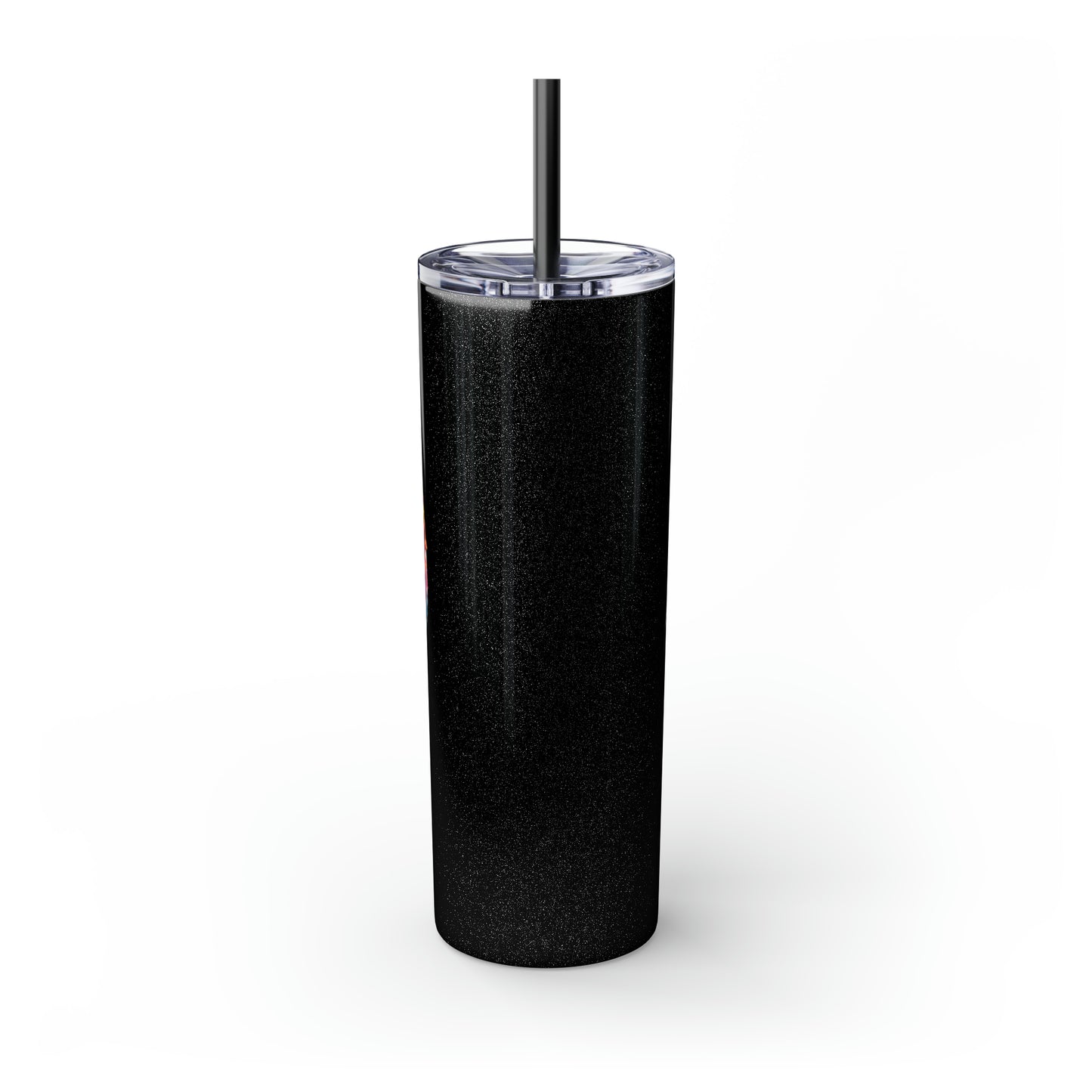 THE CEO: Lion Graphic Skinny Tumbler with Straw, 20oz (Black Matte Finish or Black Glitter Glossy Finish)