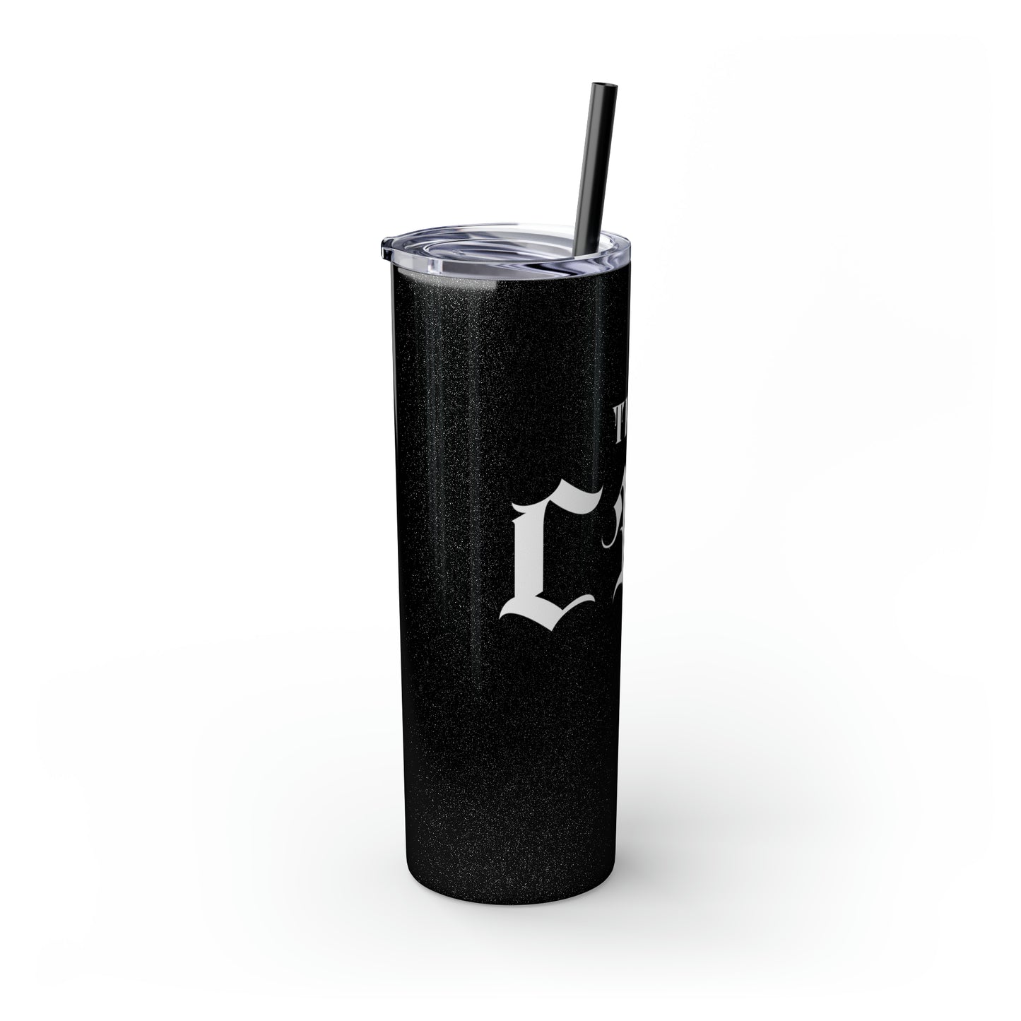 THE CEO: Lion Graphic Skinny Tumbler with Straw, 20oz (Black Matte Finish or Black Glitter Glossy Finish)