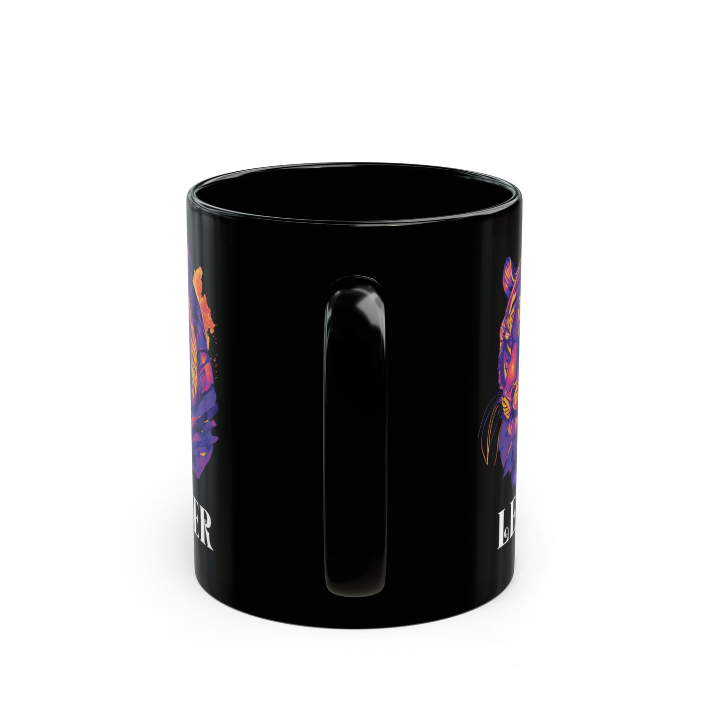 LEADER: Tiger Graphic Glossy Black Mug (11oz, 15oz)