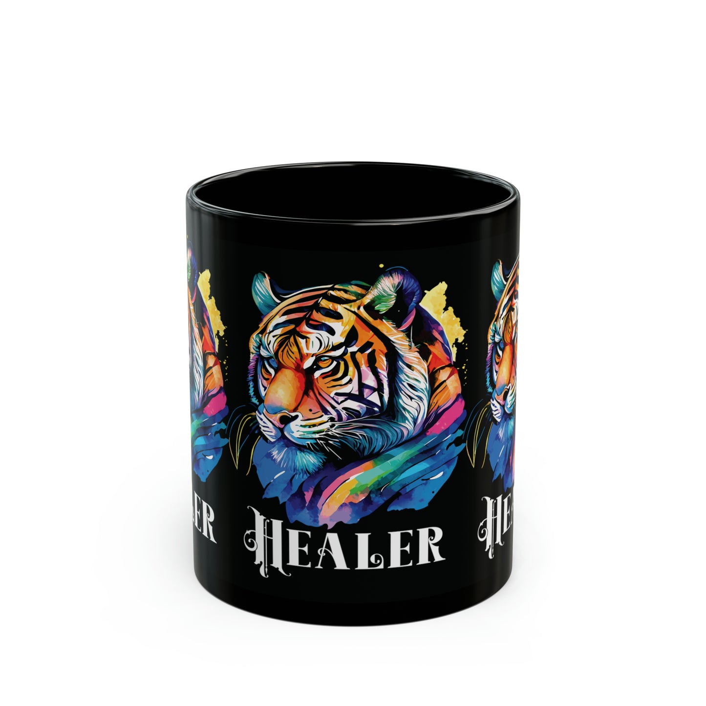 HEALER: Tiger Graphic Glossy Black Mug (11oz, 15oz)