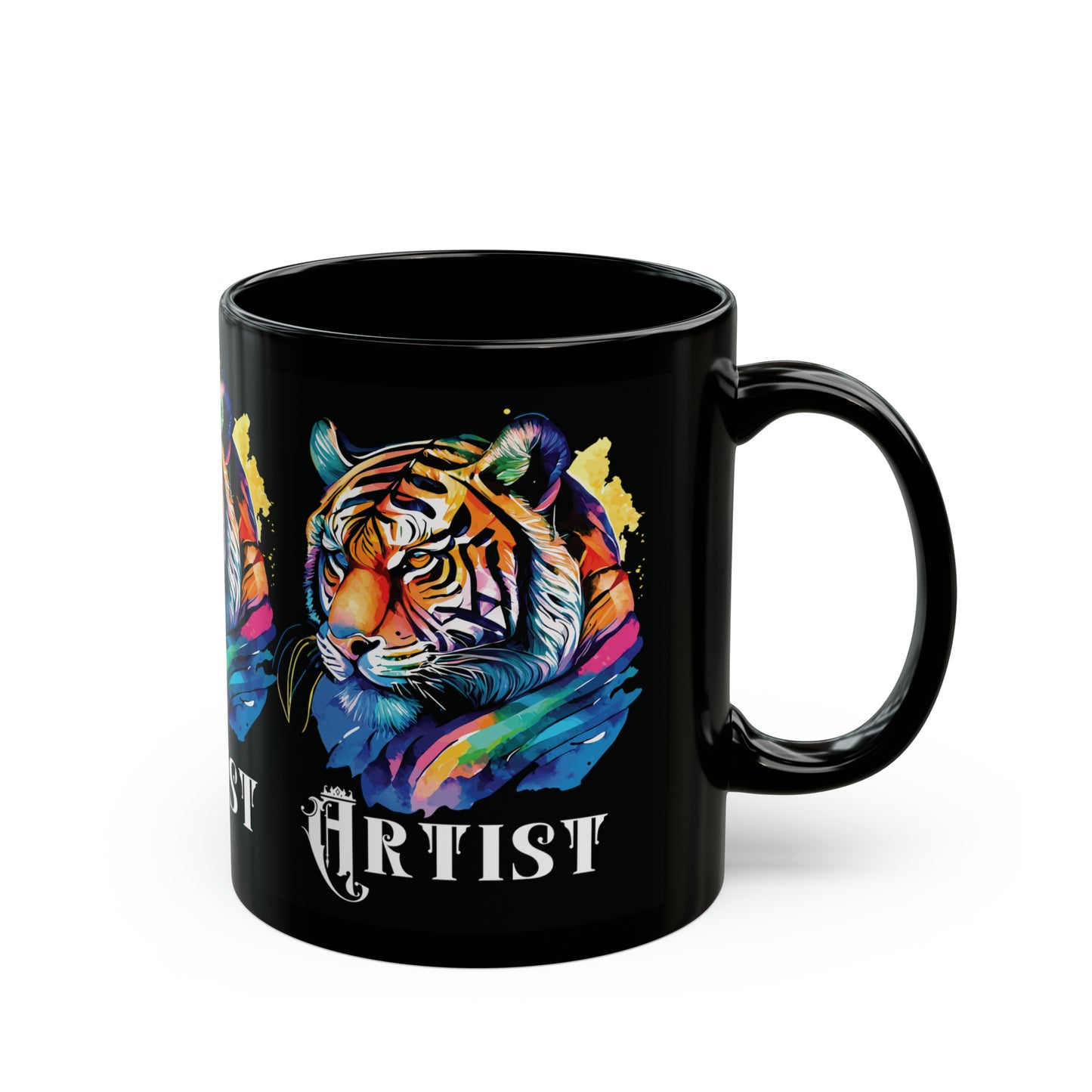 ARTIST: Tiger Graphic Glossy Black Mug (11oz, 15oz)