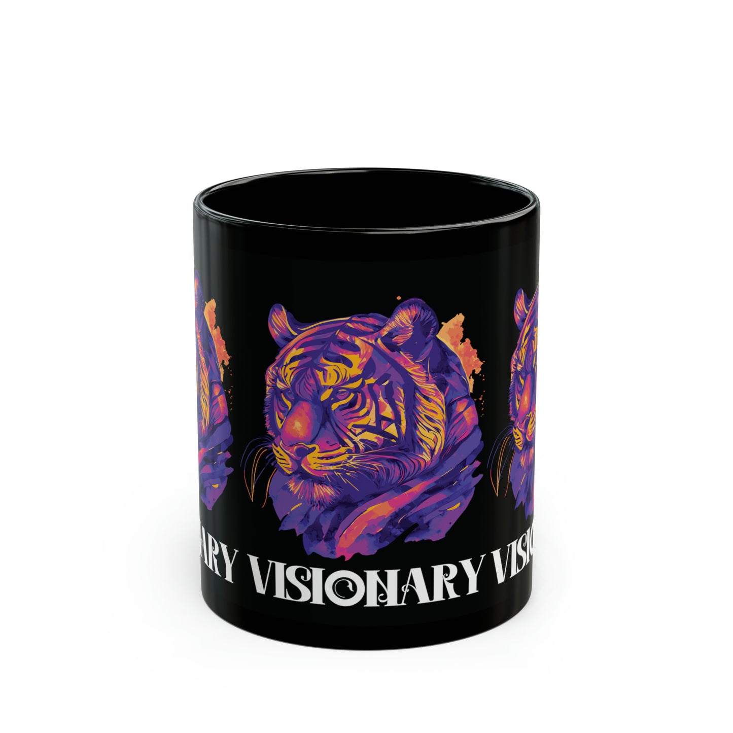 VISIONARY: Tiger Graphic Glossy Black Mug (11oz, 15oz)