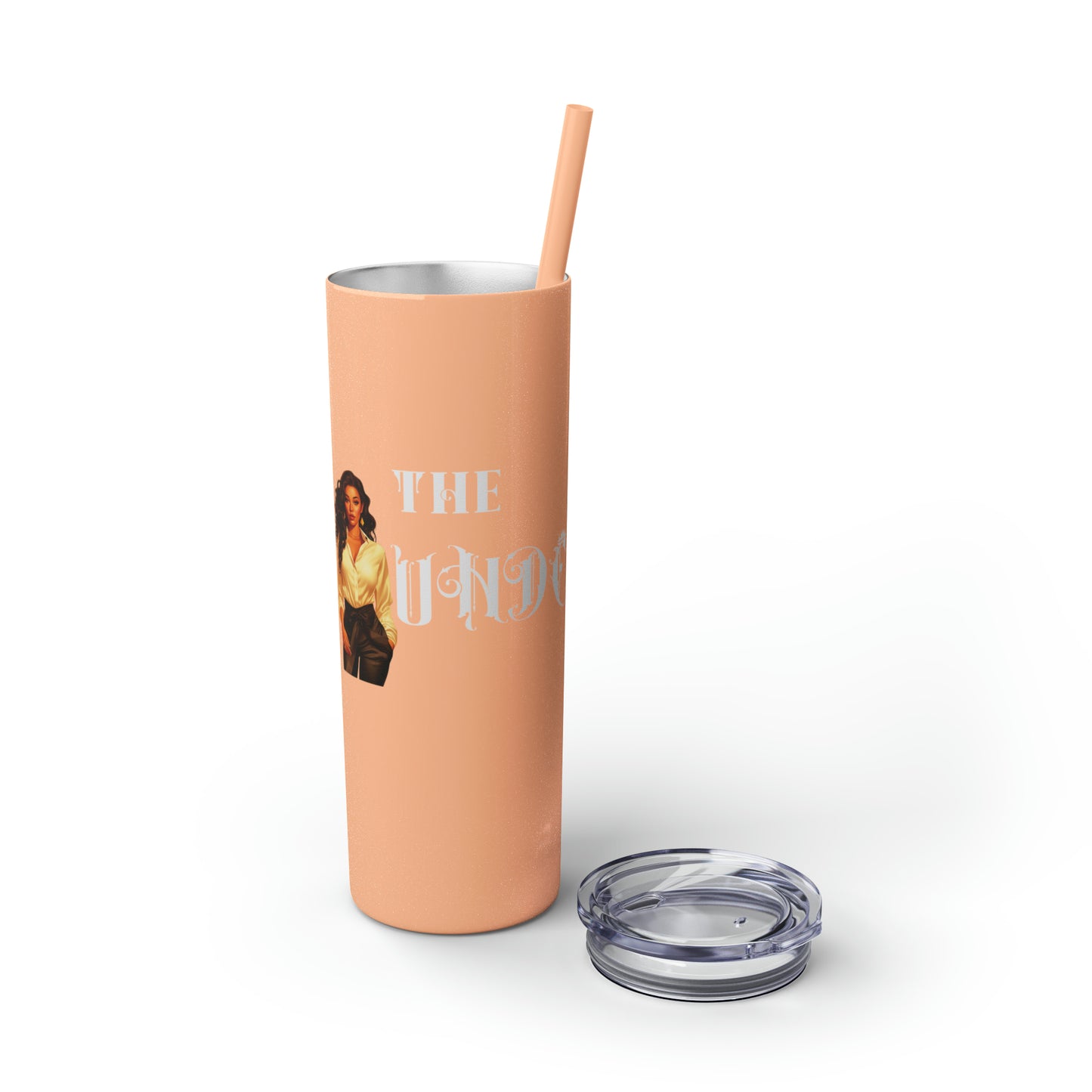 THE FOUNDER: Lady Boss Graphic Skinny Tumbler with Straw, 20oz (Black Matte Finish or Black Glitter Glossy Finish)