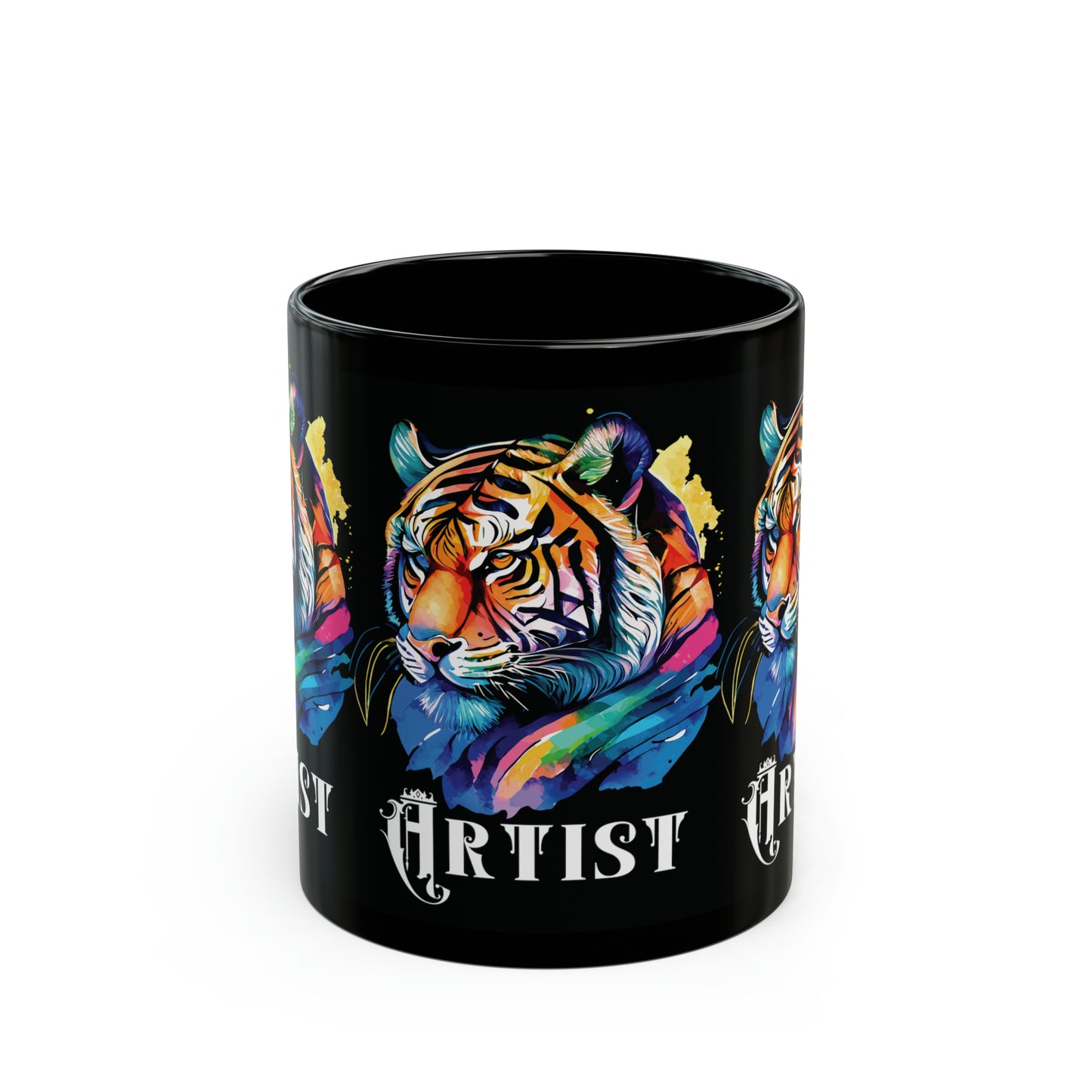 ARTIST: Tiger Graphic Glossy Black Mug (11oz, 15oz)