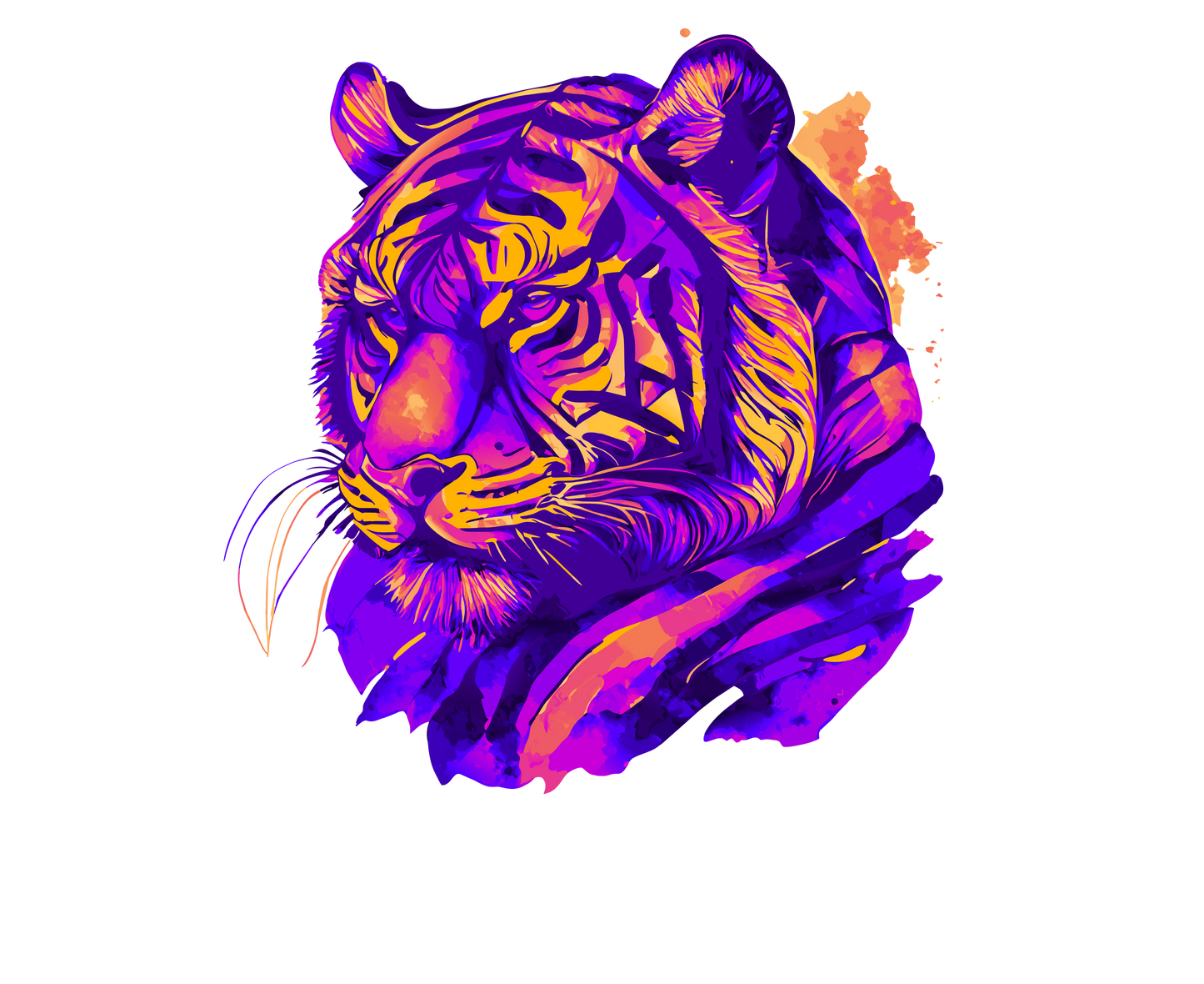 VISIONARY: Tiger Graphic Skinny Tumbler with Straw, 20oz (Black Matte Finish or Black Glitter Glossy Finish)