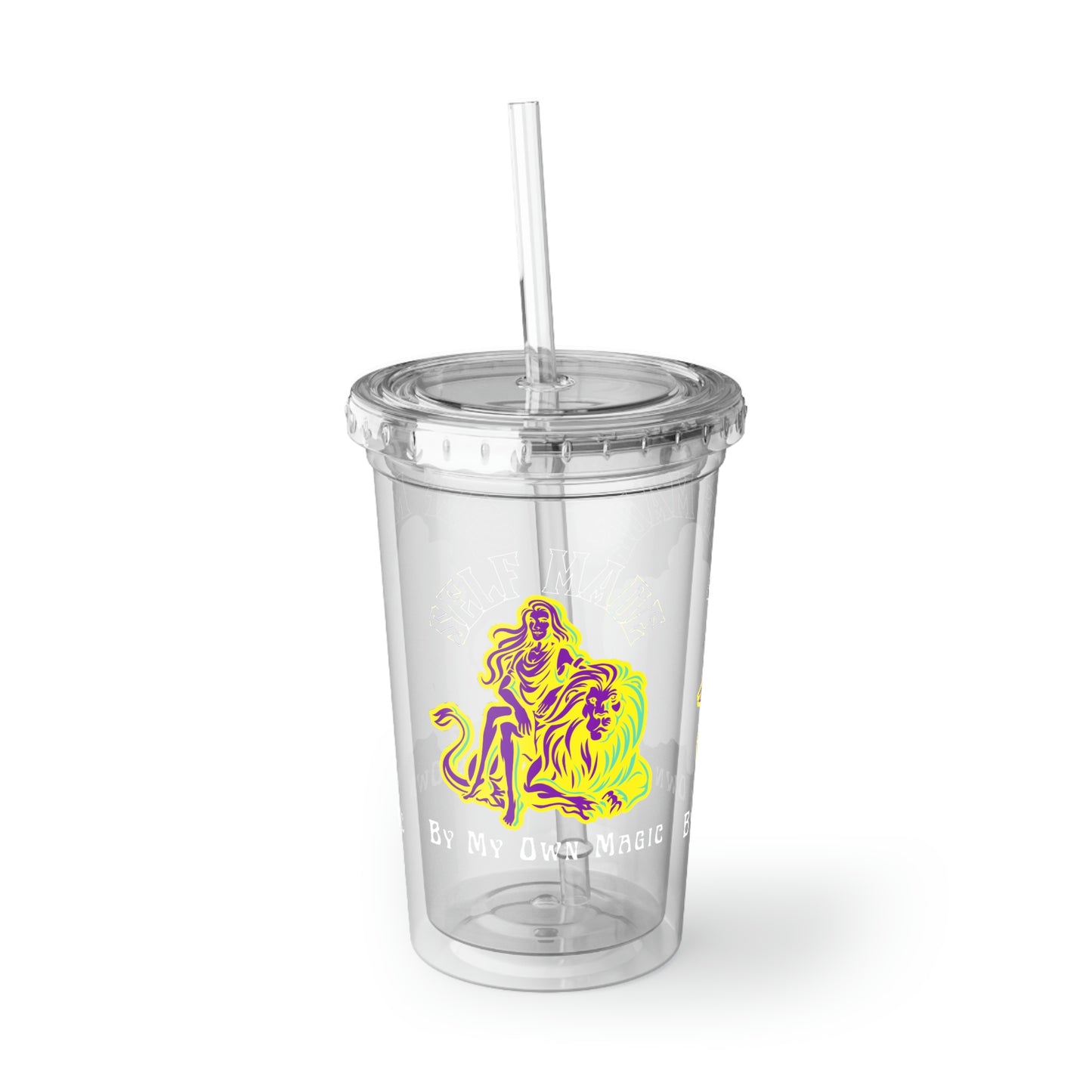 Retro Lady & Lion in Royal Purple: BPA Free Suave Acrylic Cup, 16oz (For Hot and Cold Drinks!)