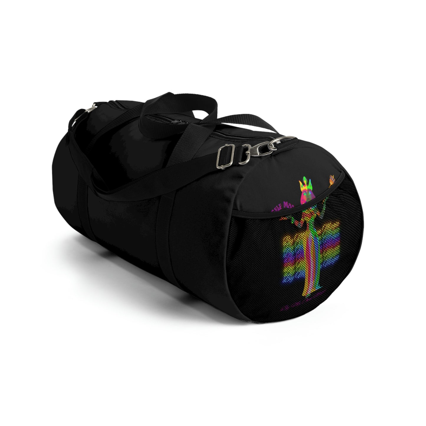 Durable Duffel Bag: The Psychedelic Empress Neon Sign in Royal Purple