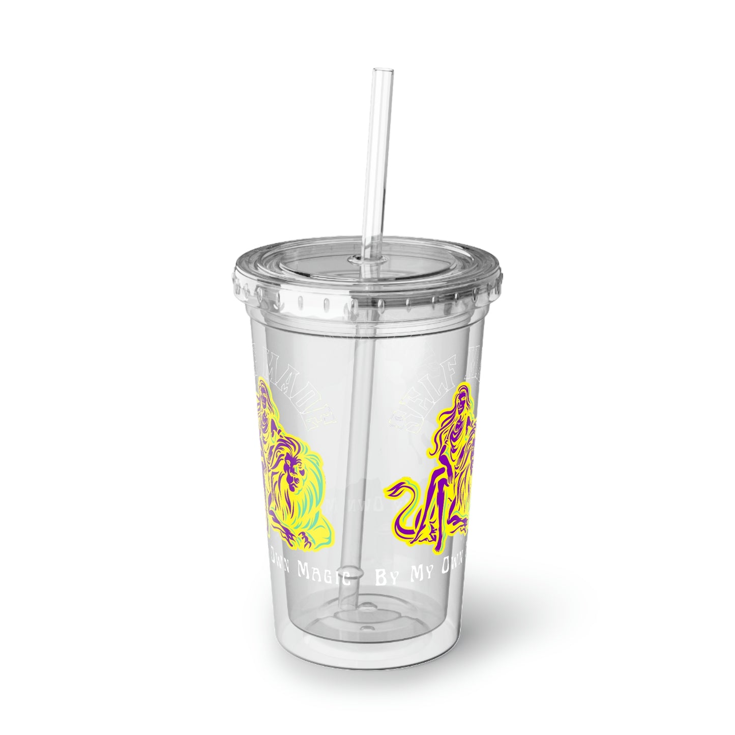 Retro Lady & Lion in Royal Purple: BPA Free Suave Acrylic Cup, 16oz (For Hot and Cold Drinks!)