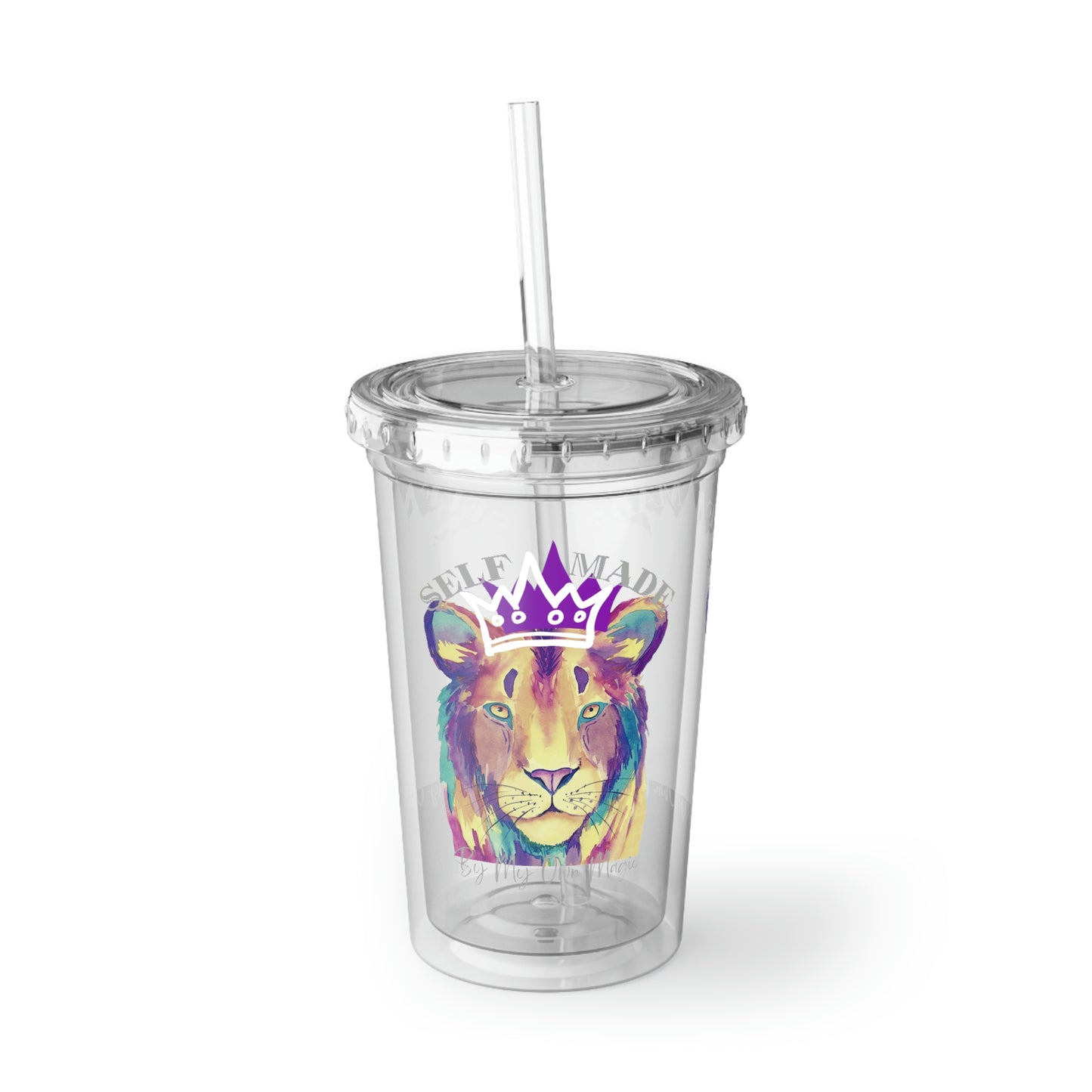 Street Art Remix Lion in Royal Purple: BPA Free Suave Acrylic Cup, 16oz (For Hot and Cold Drinks!)