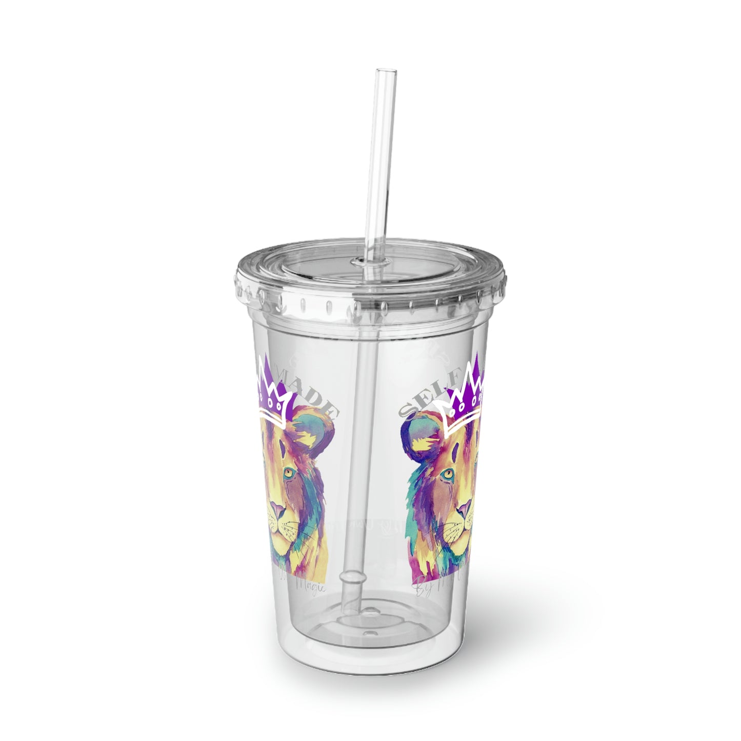 Street Art Remix Lion in Royal Purple: BPA Free Suave Acrylic Cup, 16oz (For Hot and Cold Drinks!)