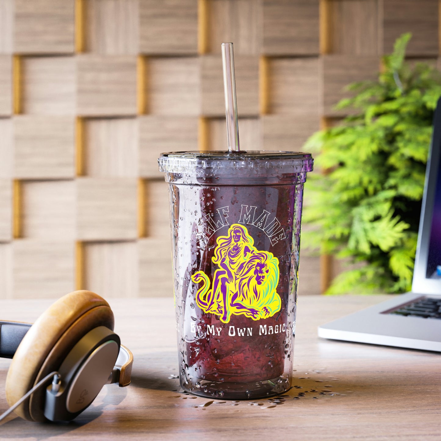 Retro Lady & Lion in Royal Purple: BPA Free Suave Acrylic Cup, 16oz (For Hot and Cold Drinks!)