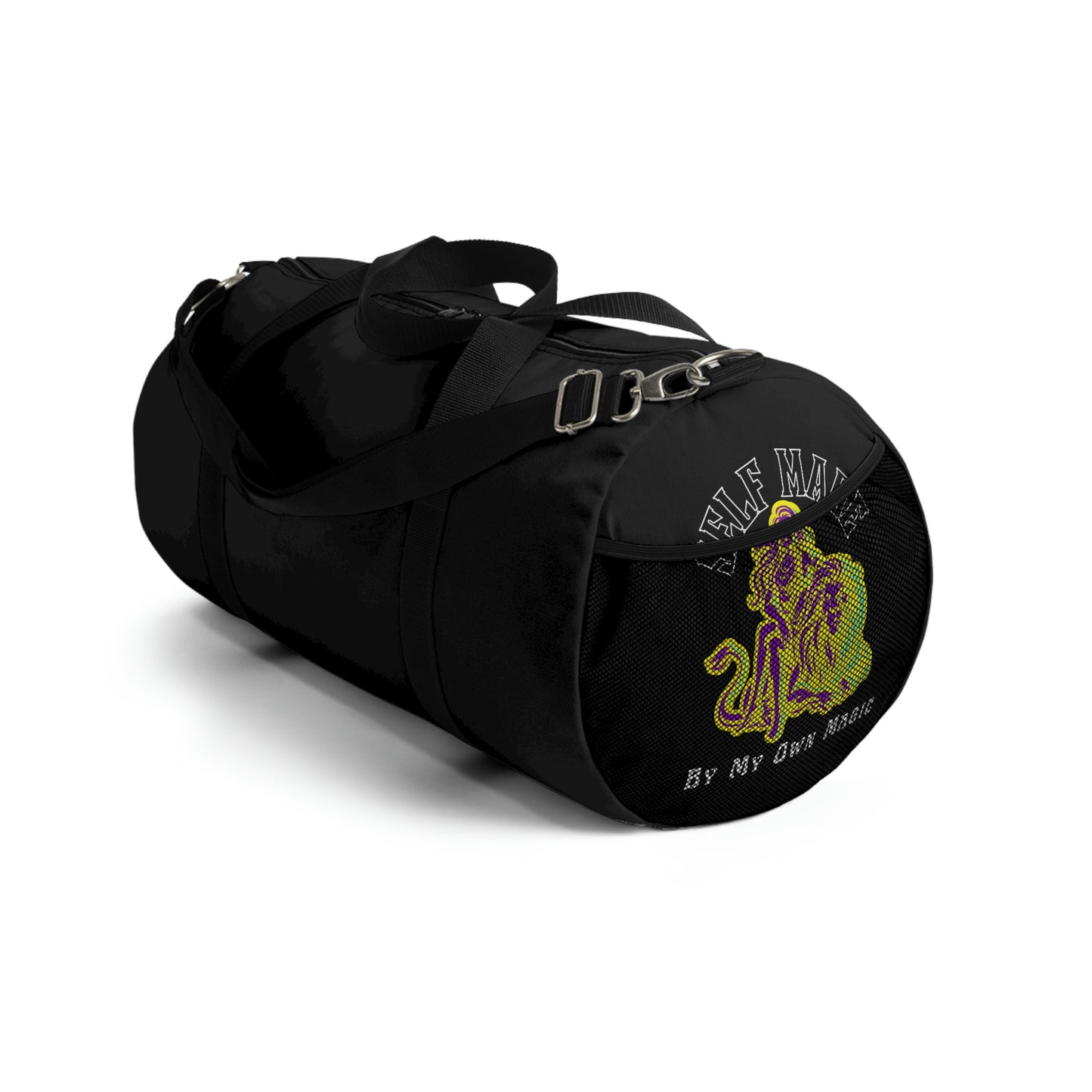 Durable Duffel Bag: Retro Lady & Lion in Royal Purple (Available In Small and Large)